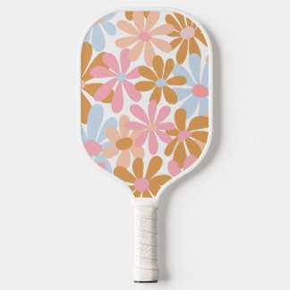 Retro Pastel Groovy Daisy Flower Pattern Pickleball Paddle