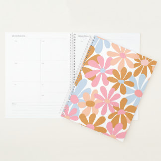 Retro Pastel Groovy Daisy Flower Pattern Planner