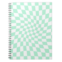 Retro Pastel Mint Green Checks Warped Checkerboard