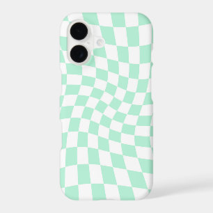 Retro Pastel Mint Green Checks Warped Chequerboard