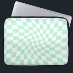 Retro Pastel Mint Green Checks Warped Chequerboard Laptop Sleeve<br><div class="desc">Perfect warped chequered design. Modern warped checkers. This nice retro psychedelic design takes you to the wonderland. Warped checks in pastel colours. Twirl and swirl,  twist checks,  chequered pattern</div>