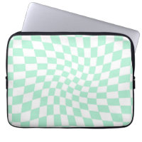 Retro Pastel Mint Green Checks Warped Chequerboard