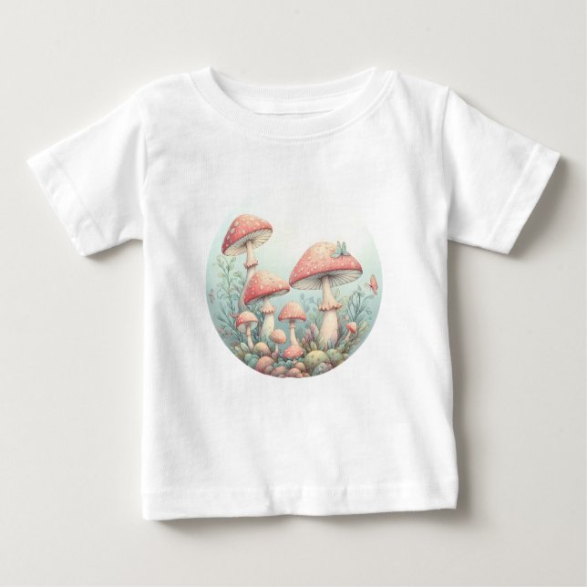 Retro pastel mushrooms design with soft colours 01 baby T-Shirt (Front)