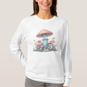 Retro pastel mushrooms design with soft colours 02 T-Shirt