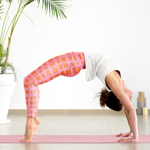 Retro pastel orange pink pattern leggings