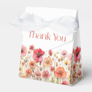 Retro Pastel Pink Boho Wildflower Wedding Favour Box