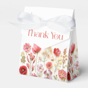 Retro Pastel Pink Boho Wildflower Wedding Favour Box