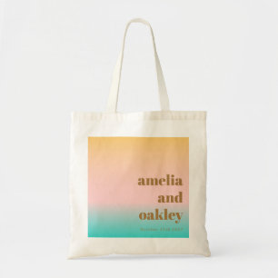 Retro Pastel Pink Gradient Unique Wedding Custom Tote Bag