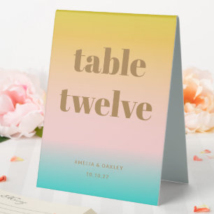 Retro Pastel Pink Gradient Wedding Custom Number