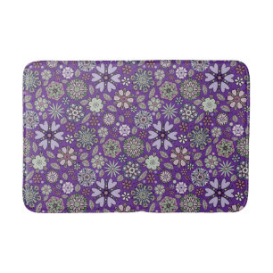 Retro Pastel Pink Purple Floral Seamless Pattern Bath Mat