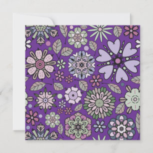 Retro Pastel Pink Purple Floral Seamless Pattern Card