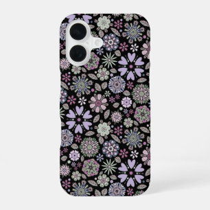 Retro Pastel Pink Purple Floral Seamless Pattern iPhone 16 Case