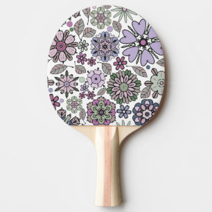 Retro Pastel Pink Purple Floral Seamless Pattern Ping Pong Paddle