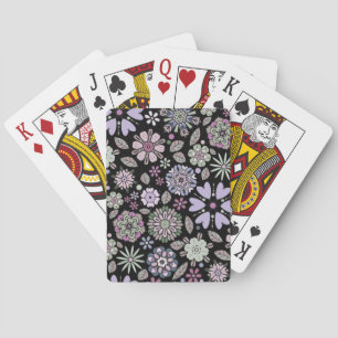 Retro Pastel Pink Purple Floral Seamless Pattern Playing Cards