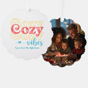 Retro Pastel Pop Cosy Vibes Retro Christmas Photo Tree Decoration Card