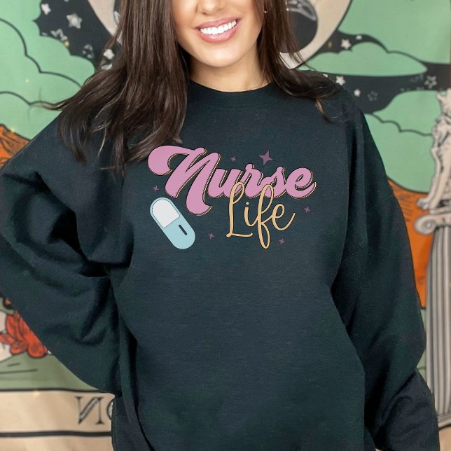 Retro Pastel Purple Nurse Life Sweatshirt (Creator Uploaded)