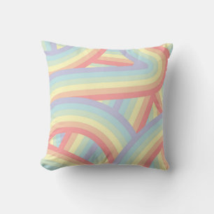 Retro Pastel Rainbow Stripes Pattern Cushion