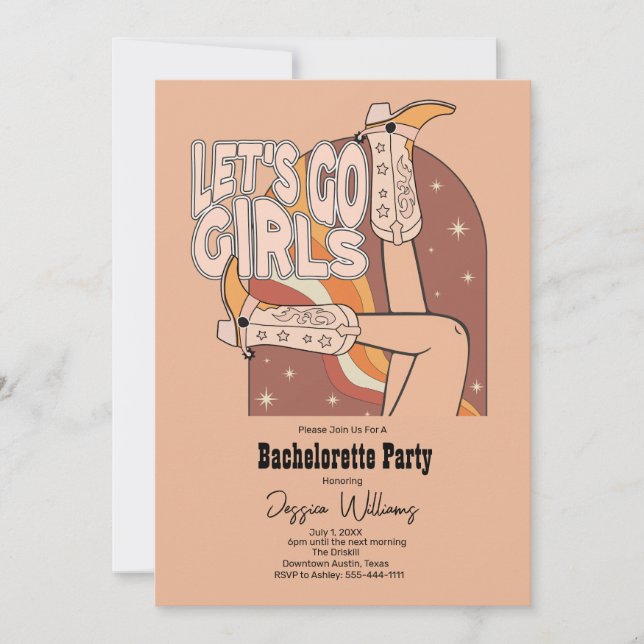 Retro Pastel Rodeo Bachelorette Party Invitation (Front)