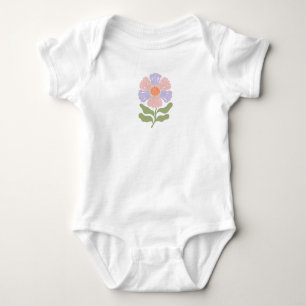 Retro Pastel "Soft Mama" Groovy Flower Typography Baby Bodysuit
