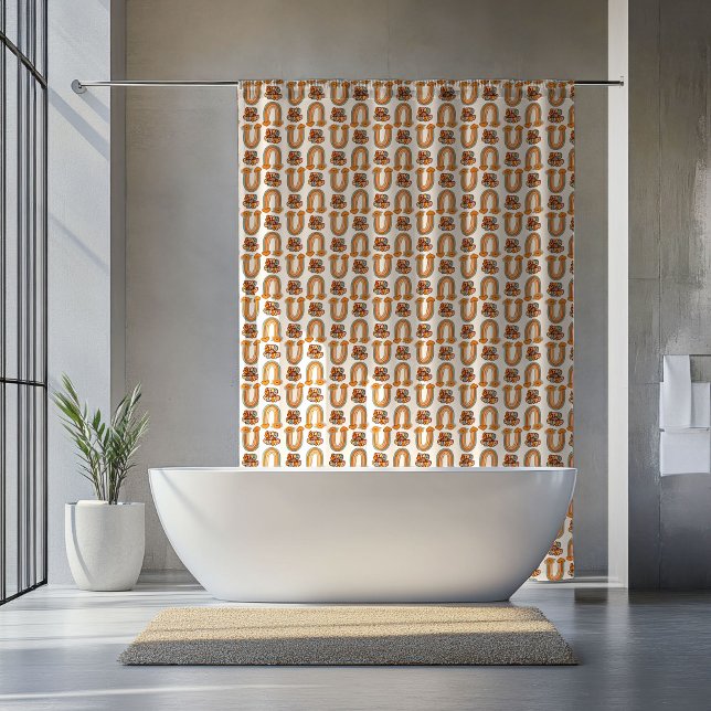 Retro Pastel Stay Groovy Rainbows Copper Curtain (Retro Pastel Stay Groovy Rainbows Copper Curtain)