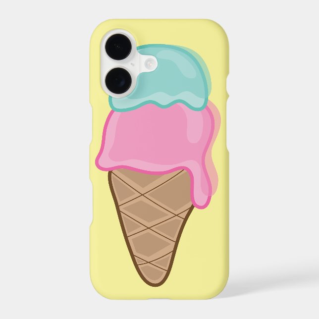 Retro Pastel Strawberry Mint Summer Ice-Cream Cone (Back)