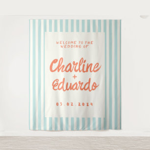 Retro Pastel Striped Wedding Tapestry