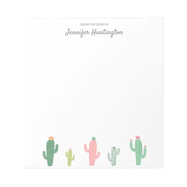 Retro Pastel Succulent Cactus Personalised Notepad (Front)