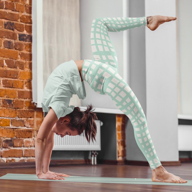Retro pastel turquoise grid pattern leggings (Creator Uploaded)