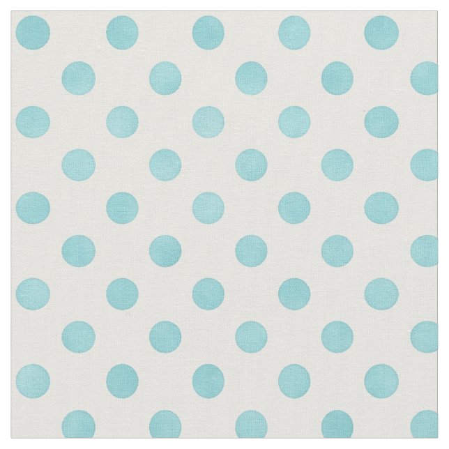 Retro pastel turquoise white polka dots pattern fabric (Close Up)