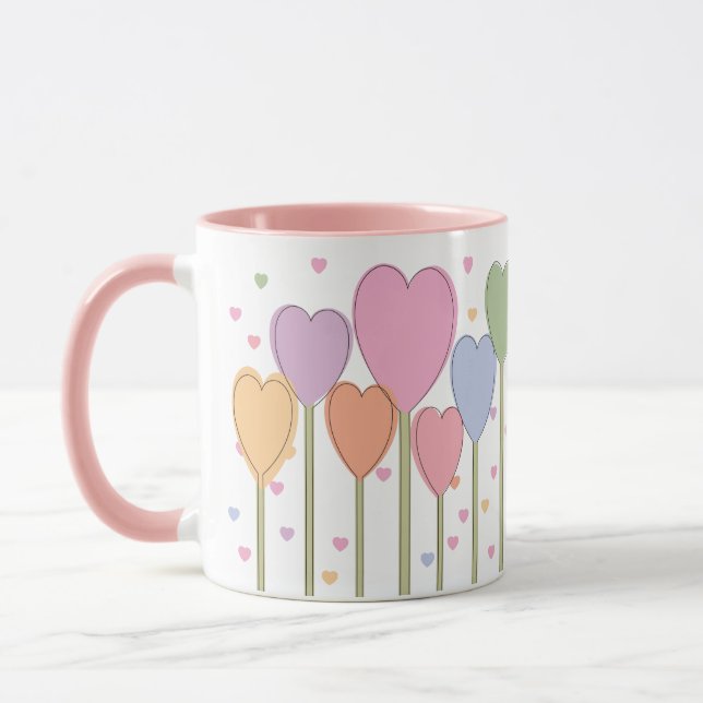 Retro Pastel Whimsical Heart Lollipops Mug (Left)