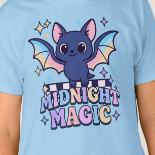 Retro Pastelcore Cute Halloween Bat & Chequerboard T-Shirt