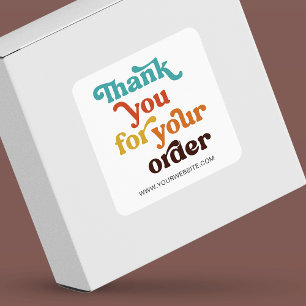 Retro Pastels Small Business Thank You for Order Square Sticker