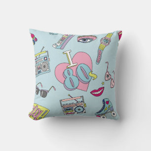 Retro patch badges, 80s-90s style pattern. cushion