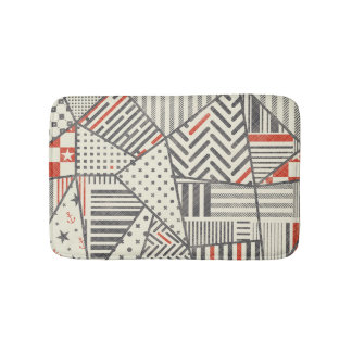 Retro Patchwork: Abstract Geometric Design Bath Mat