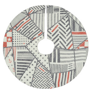 Retro Patchwork: Abstract Geometric Design Brushed Polyester Tree Skirt
