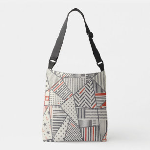 Retro Patchwork: Abstract Geometric Design Crossbody Bag