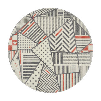 Retro Patchwork: Abstract Geometric Design Cutting Board