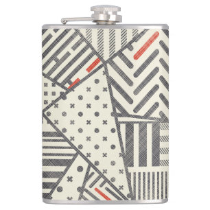 Retro Patchwork: Abstract Geometric Design Hip Flask