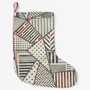 Retro Patchwork: Abstract Geometric Design Small Christmas Stocking