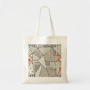 Retro Patchwork: Abstract Geometric Design Tote Bag