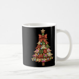 Retro Patchwork Bow Christmas,rustic Country Chris Coffee Mug