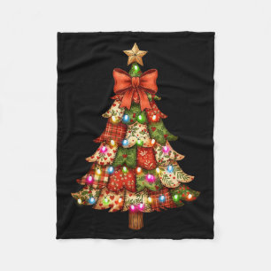 Retro Patchwork Bow Christmas,rustic Country Chris Fleece Blanket