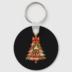 Retro Patchwork Bow Christmas,rustic Country Chris Key Ring