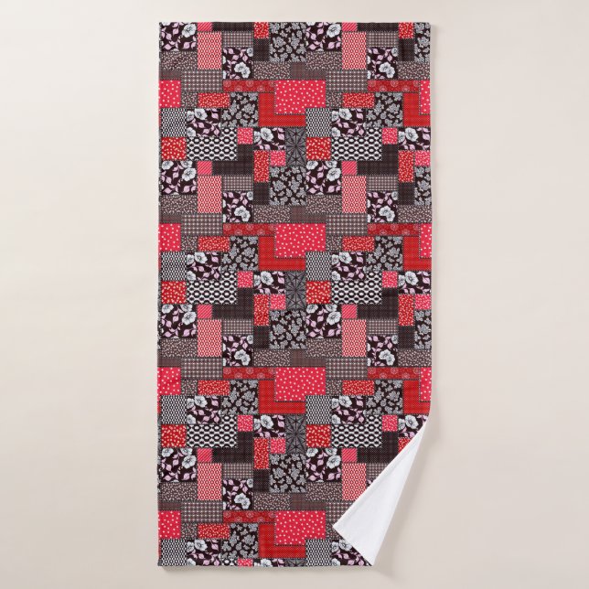 Retro Patchwork Floral Quilt Pattern Bath Towel (Bath Towel)