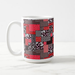 Retro Patchwork Floral Quilt Pattern Coffee Mug