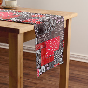 Retro Patchwork Floral Quilt Pattern Medium Table Runner