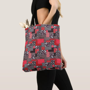 Retro Patchwork Floral Quilt Pattern Tote Bag