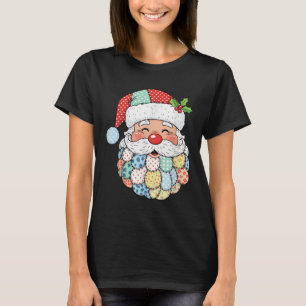 Retro Patchwork Santa Claus Christmas Preppy Xmas T-Shirt