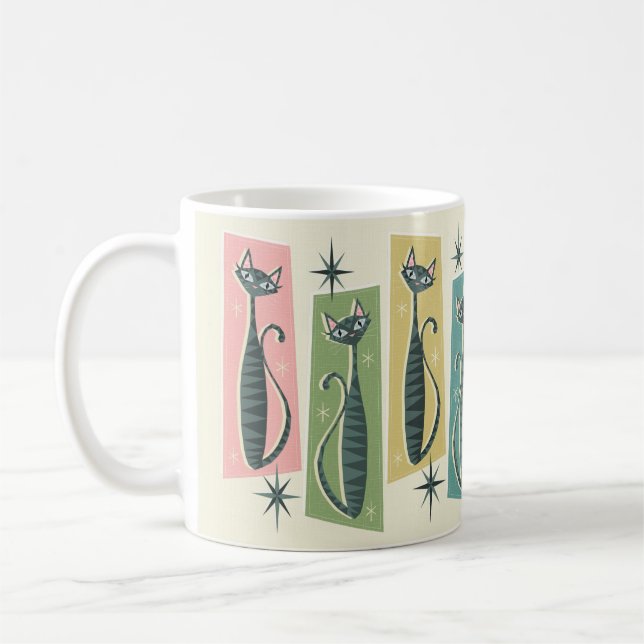 Retro Patchwork Tabbies ©studioxtine Coffee Mug (Left)