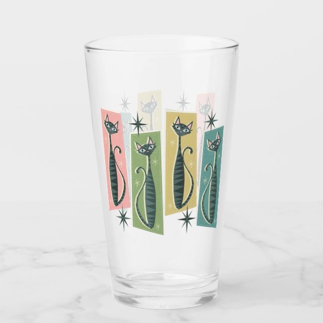 Retro Patchwork Tabbies ©️studioxtine Glass (Front)